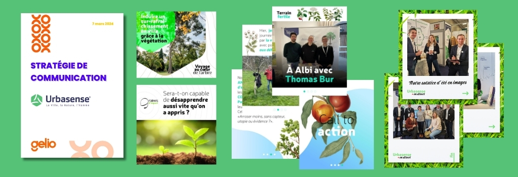 Exemples de visuels LinkedIn conçus par Gelio pour Urbasense